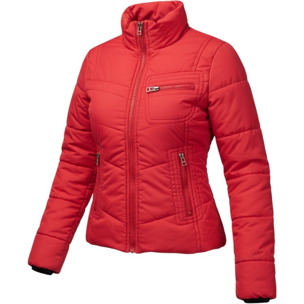 Rafaella Womens Red Quilted Puffer Jacket Full Zip Mock Neck Size S
